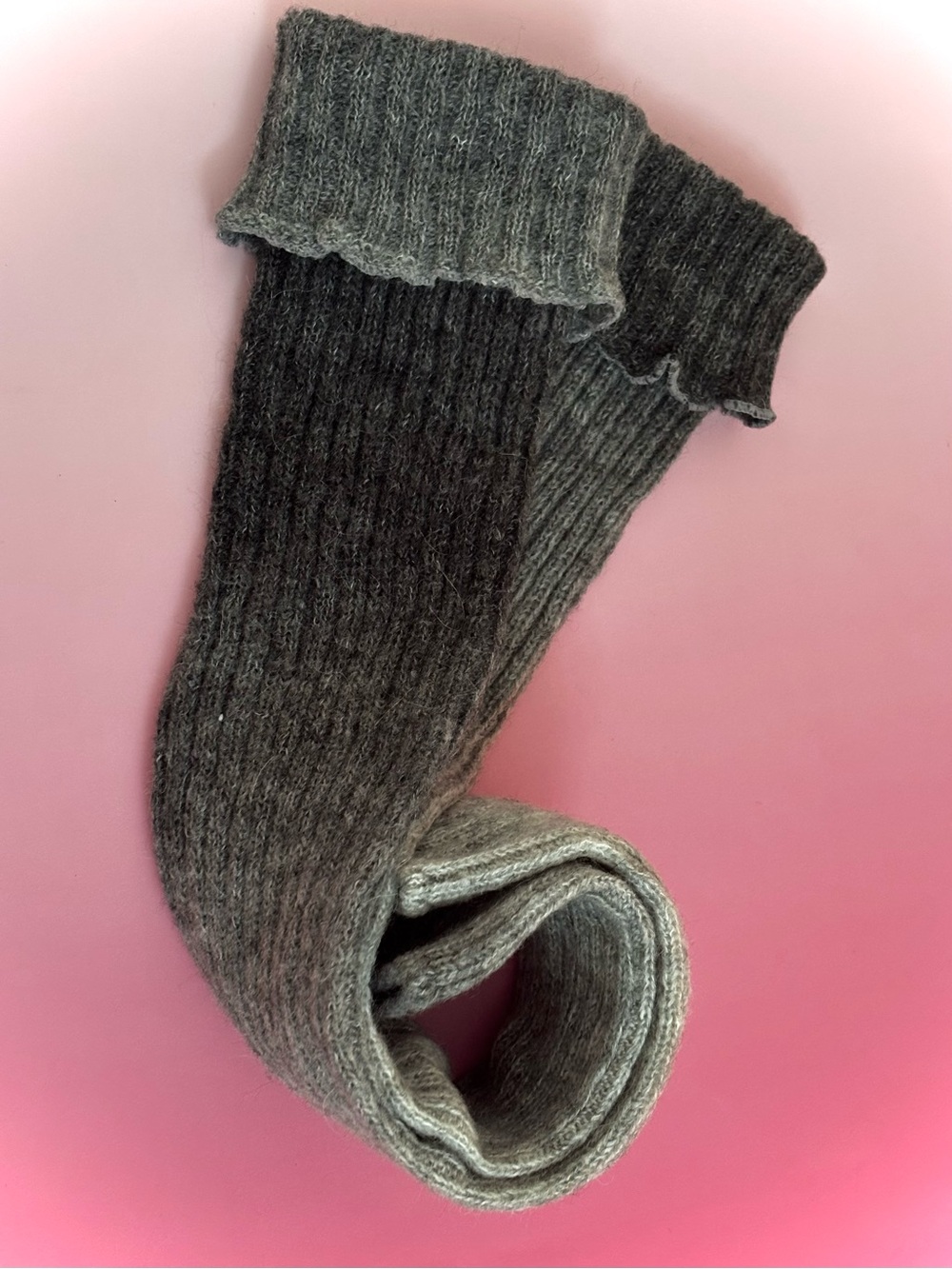 Grey Ombre Ribbed Knit Leg Warmers